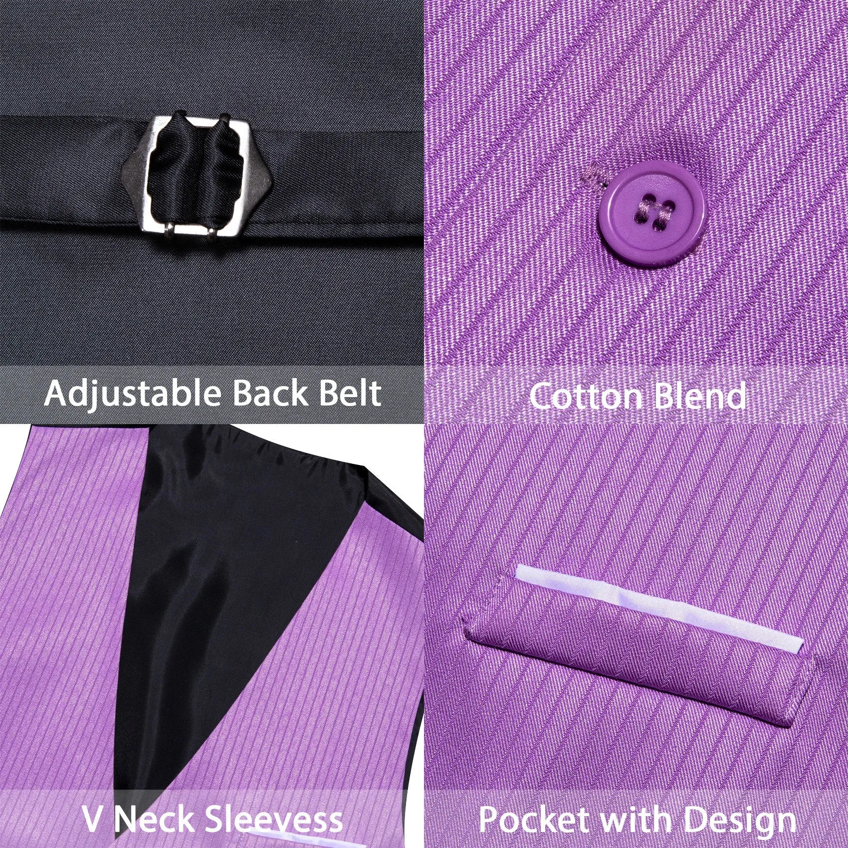 Purple Solid Men's V-Neck Business Vest