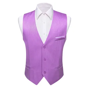 Purple Solid Men's V-Neck Business Vest