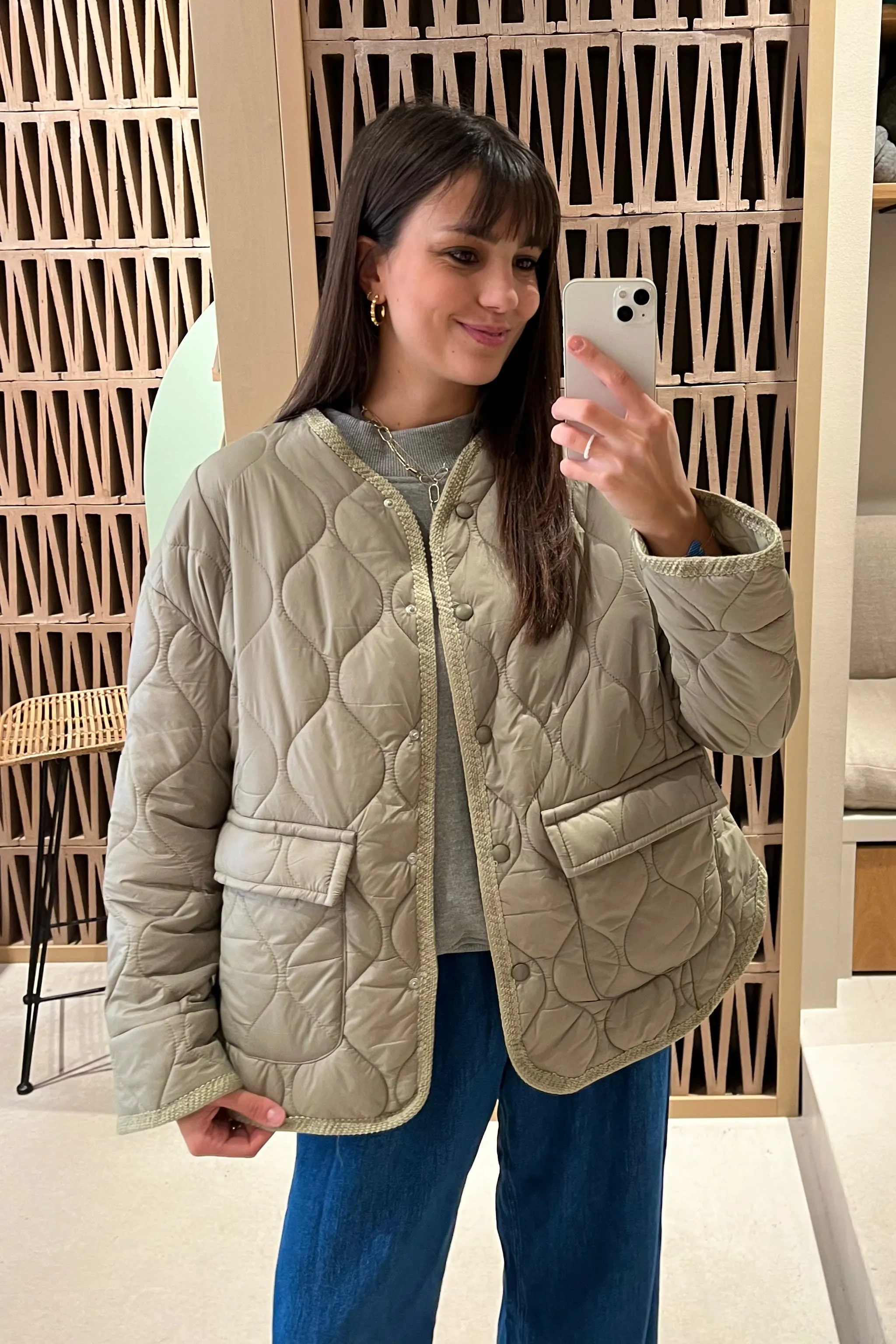 QUILTED JACKET "WAVE" SAGE GREEN