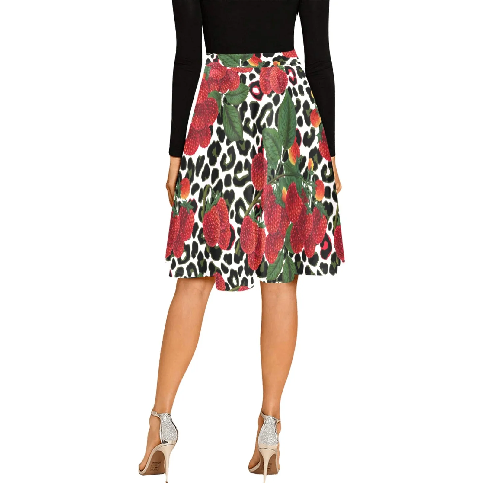 rasp leopard print 3 Melete Pleated Midi Skirt (Model D15)