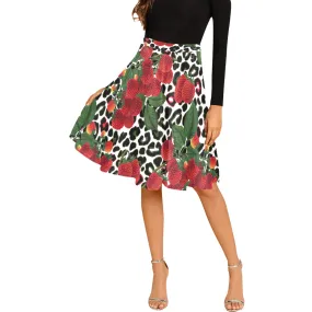 rasp leopard print 3 Melete Pleated Midi Skirt (Model D15)