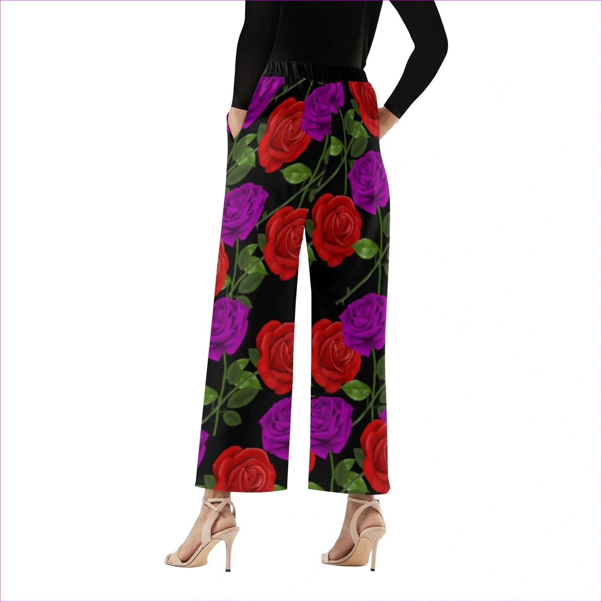 Red Rose Purp Women's Casual Wide Leg Pants