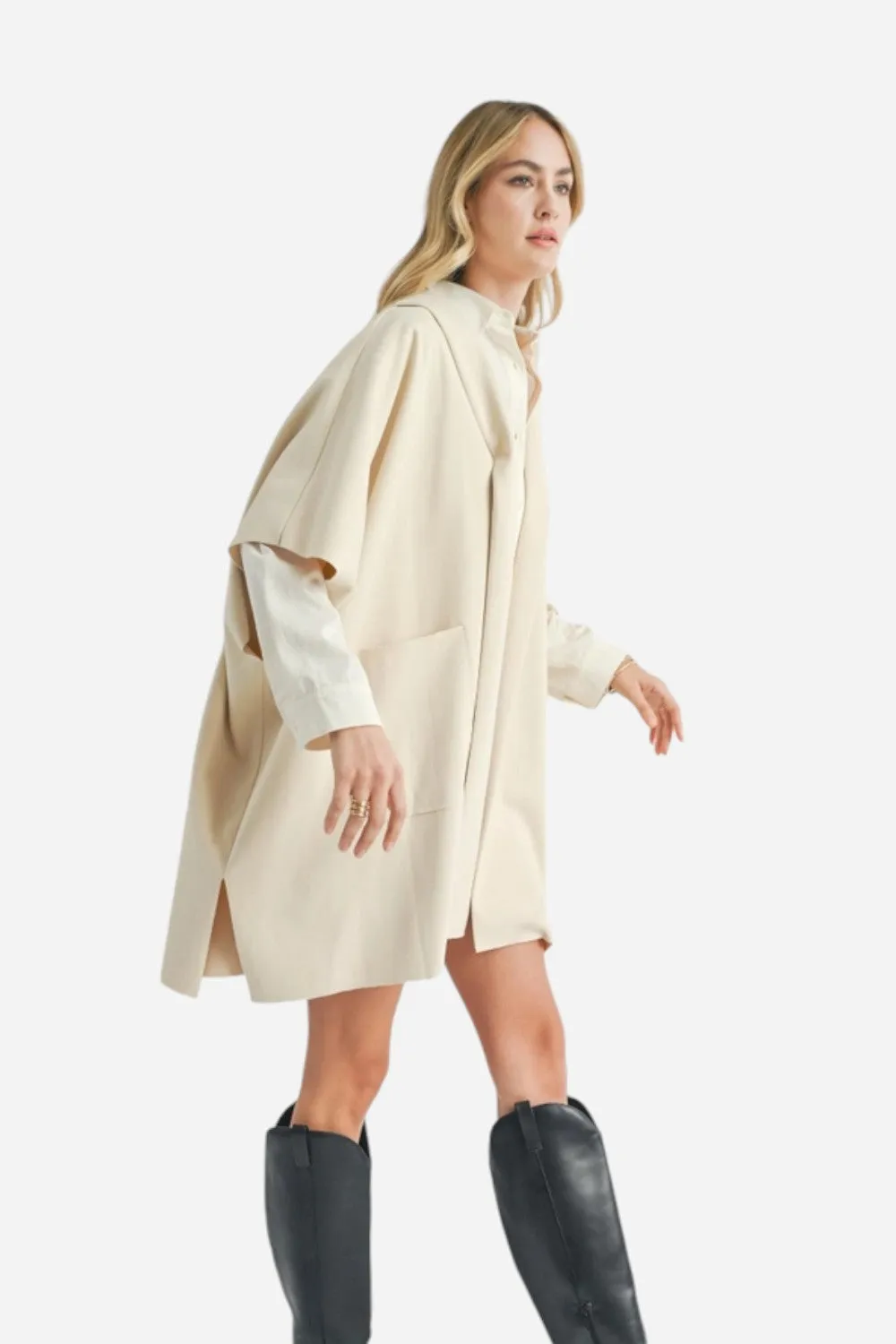 Sadie & Sage Lisha Belted Poncho Cream