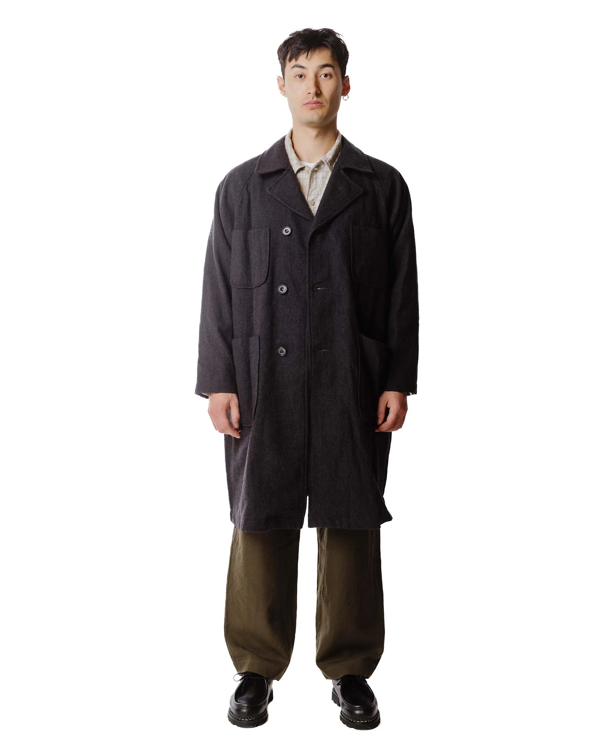 Sage de Cret Wool Twill Tumbler Balmacaan Coat With Belt Charcoal