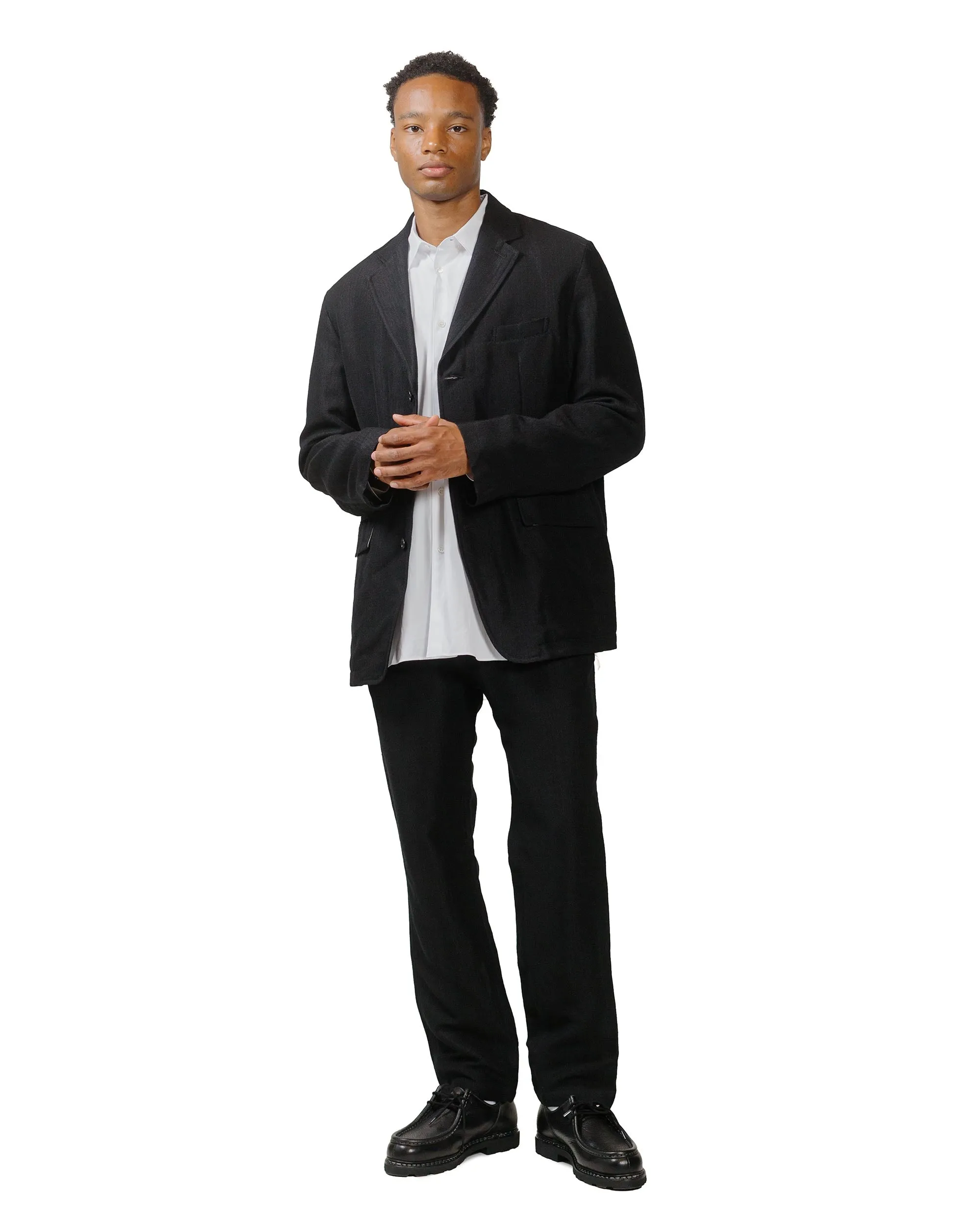 Sage de Cret Wool/Linen Herringbone Tumbler Tailored Jacket Black