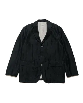 Sage de Cret Wool/Linen Herringbone Tumbler Tailored Jacket Black