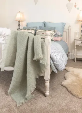 Sage Green Mohair Throw Blanket