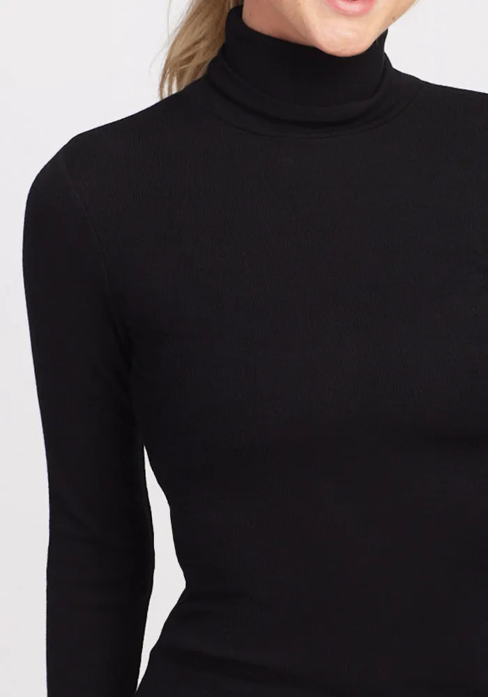 Sage Ribbed Turtleneck - Black