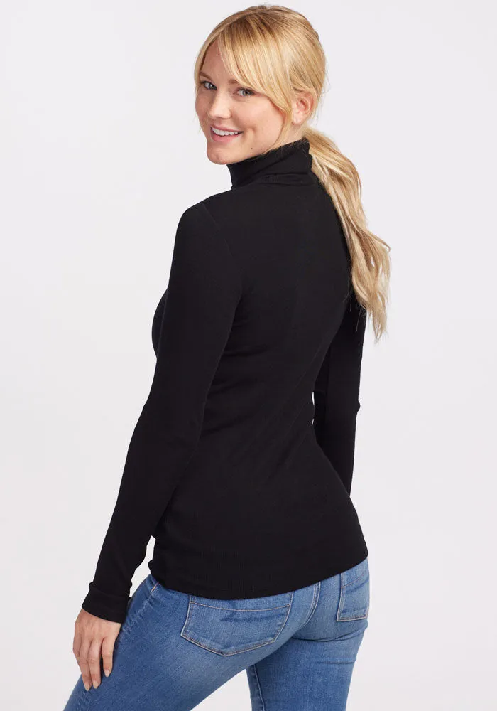 Sage Ribbed Turtleneck - Black