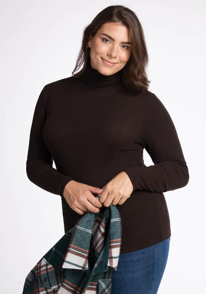 Sage Ribbed Turtleneck - French Roast