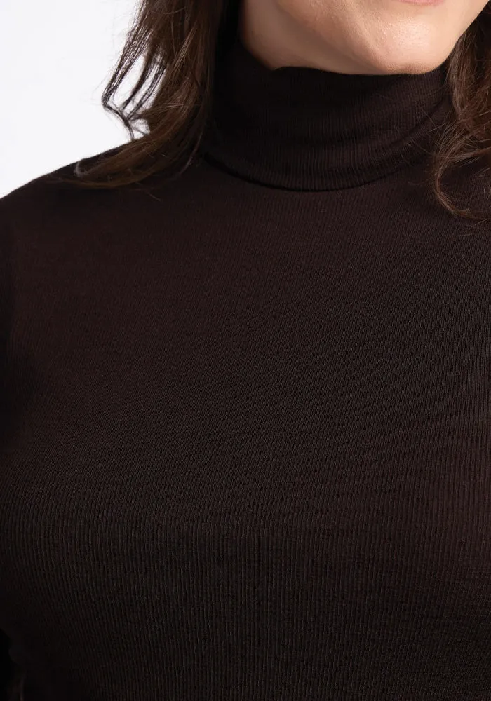 Sage Ribbed Turtleneck - French Roast