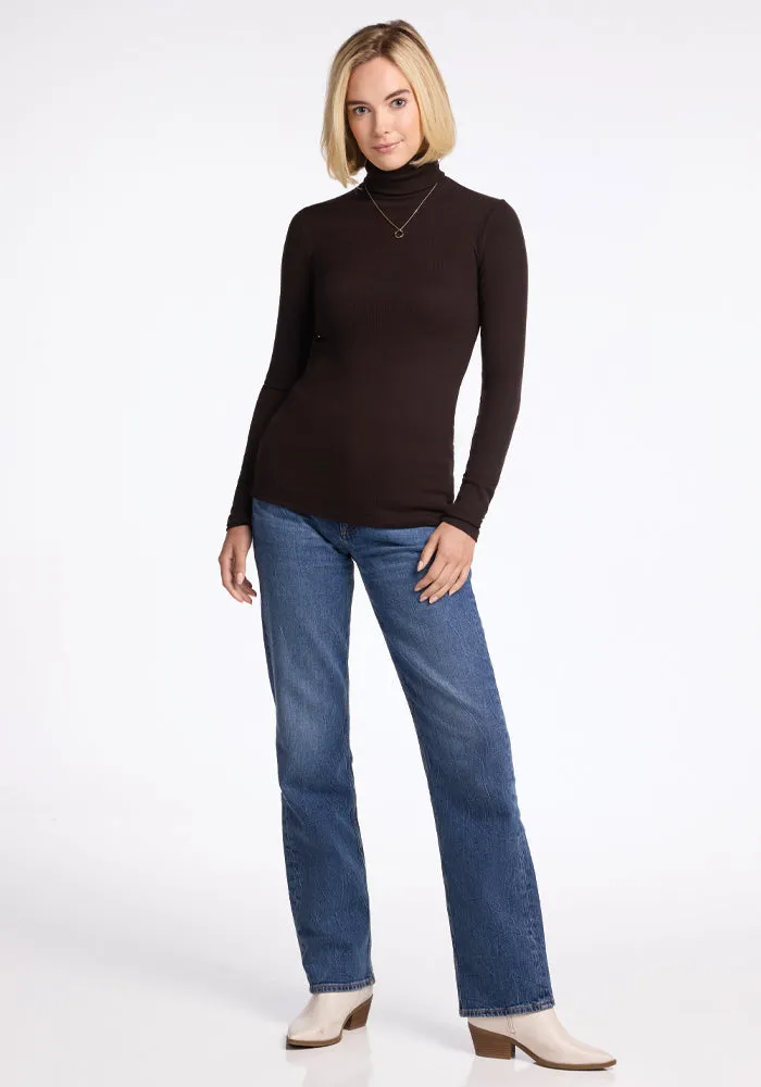 Sage Ribbed Turtleneck - French Roast