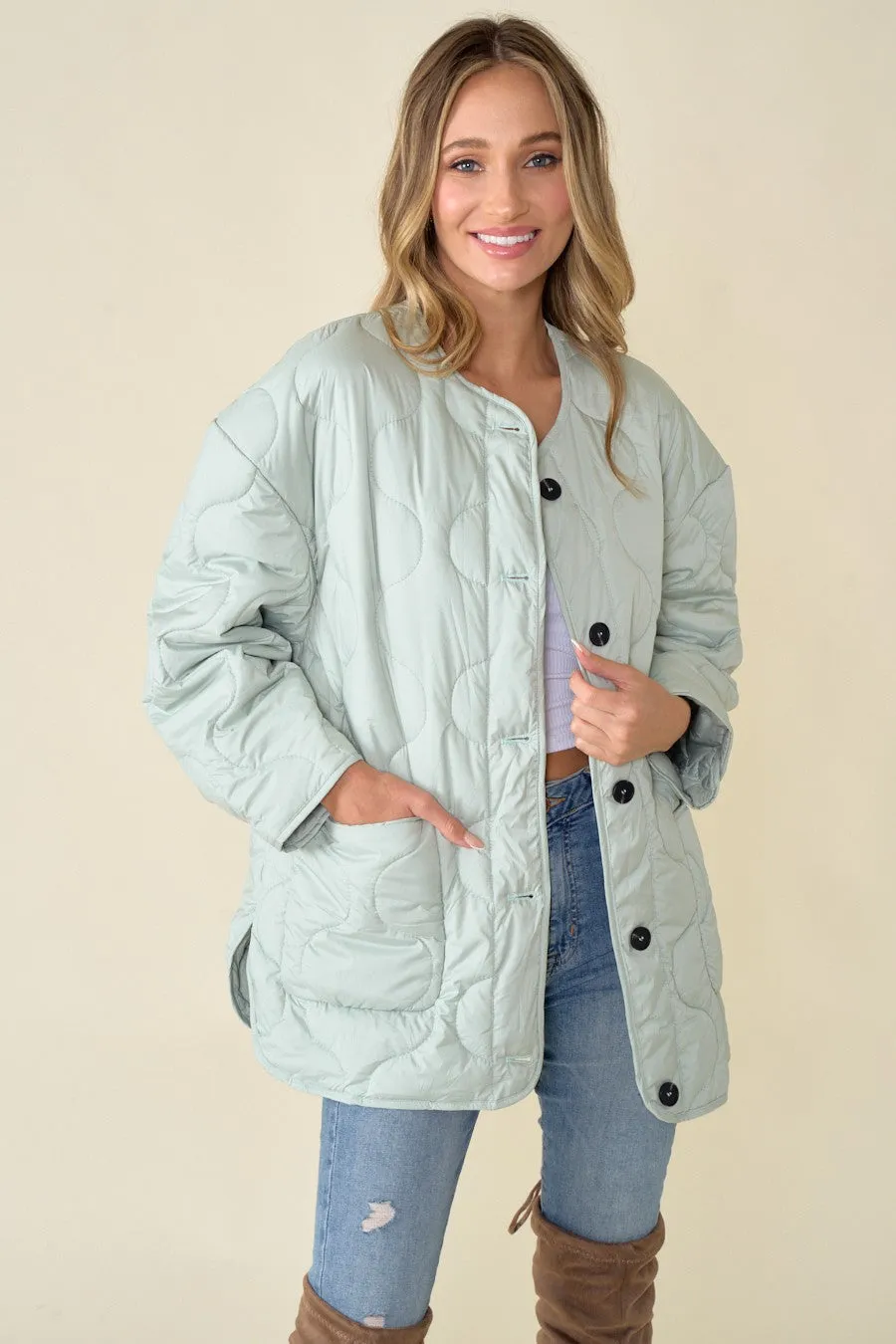 Sage Women's Onion Quilted Liner Jacket Button Down