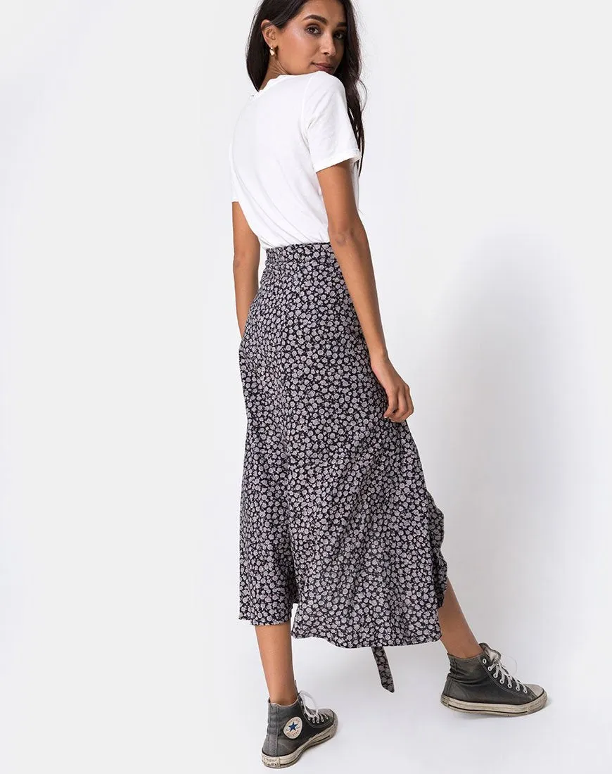 Satha Skirt in Ditsy Rose Black