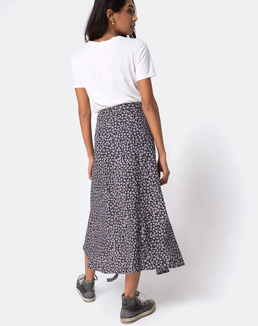 Satha Skirt in Ditsy Rose Black