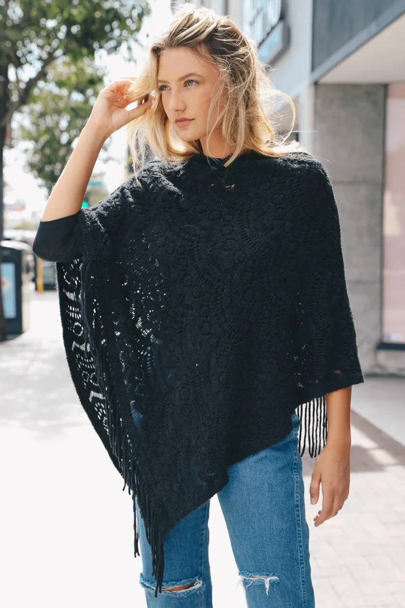 Scallop Knit Lace Poncho