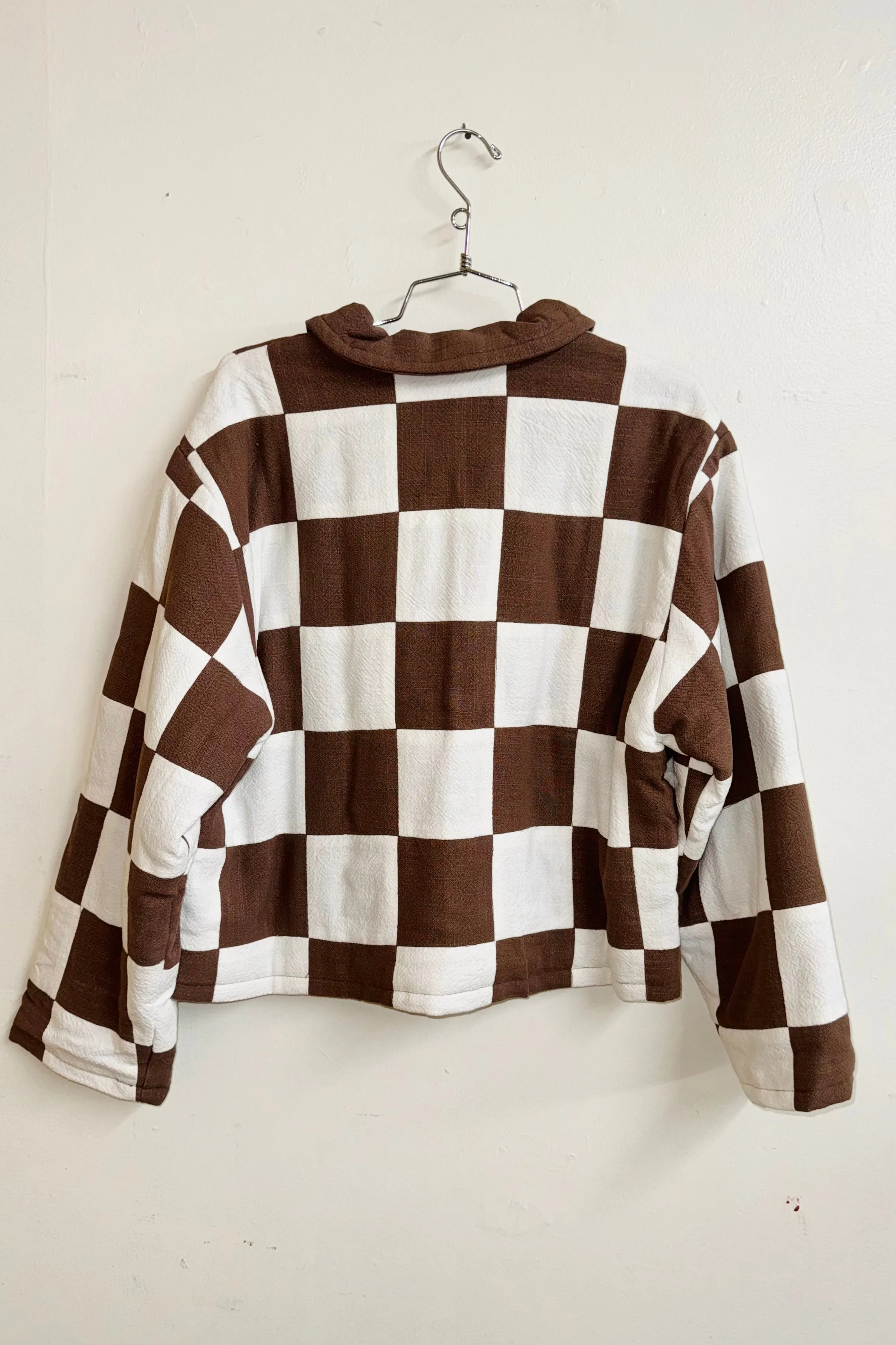 Scrap #8 - S/M Brown/White Chessboard Crop Jacket