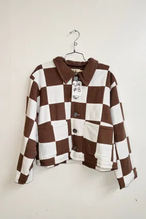 Scrap #8 - S/M Brown/White Chessboard Crop Jacket