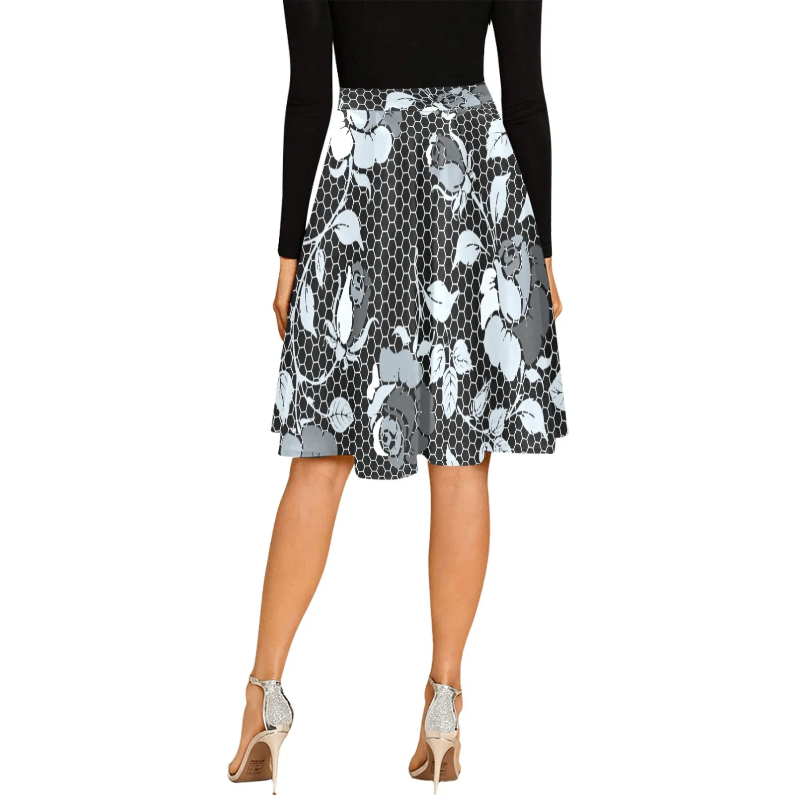 selenium gray print 1 Melete Pleated Midi Skirt (Model D15)