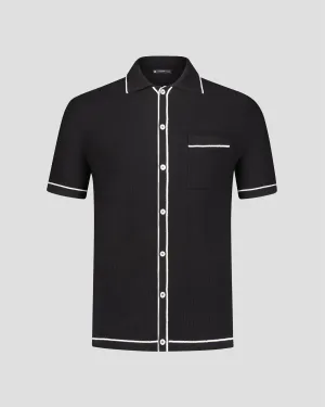 SG Knit Polo - Tipped Black