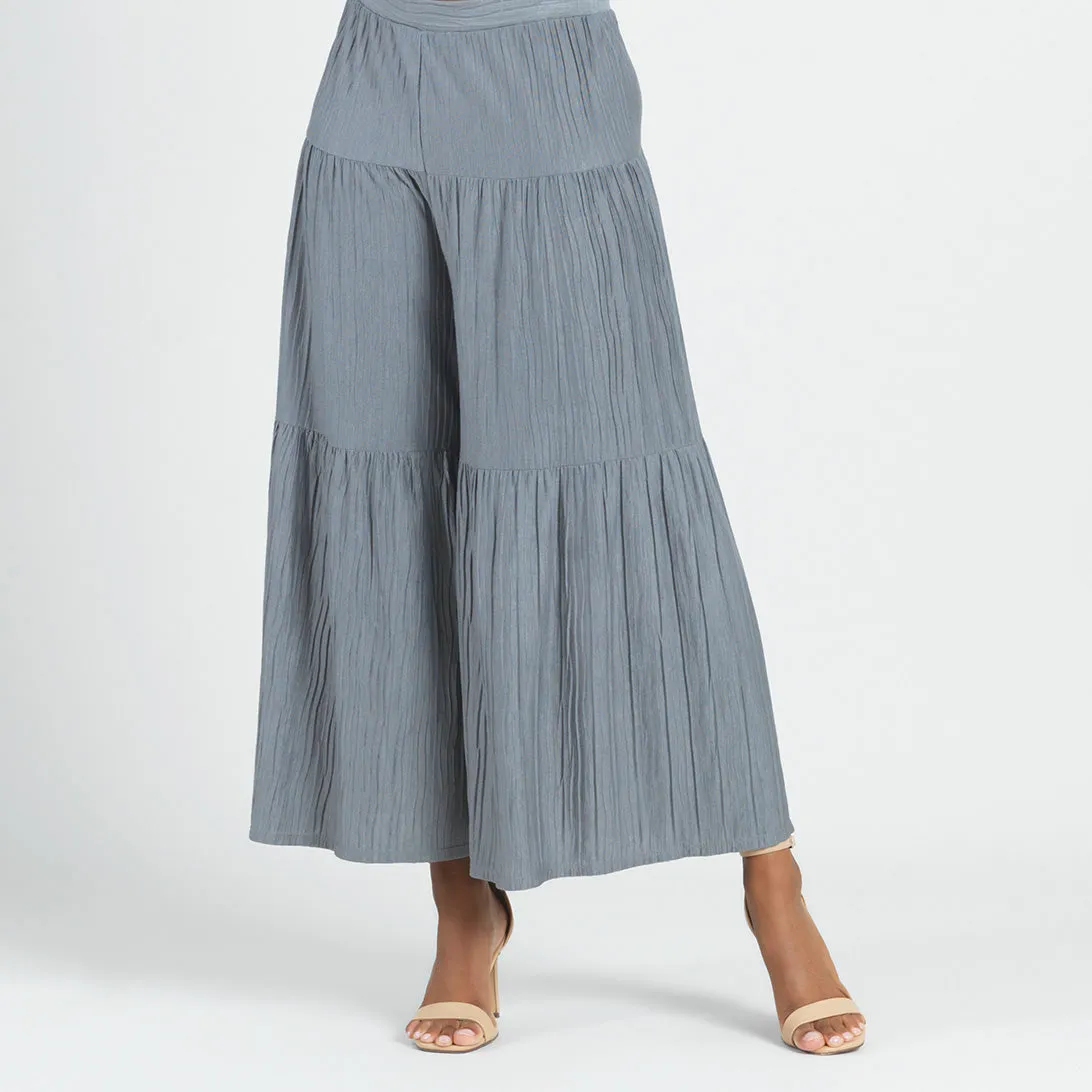 Soft Pleat Knit - Tiered Skirt-Pant - Olive