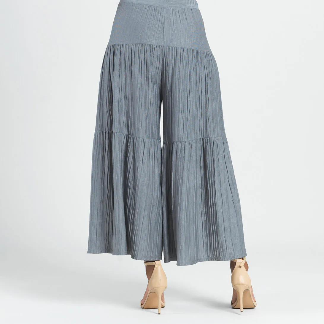 Soft Pleat Knit - Tiered Skirt-Pant - Olive