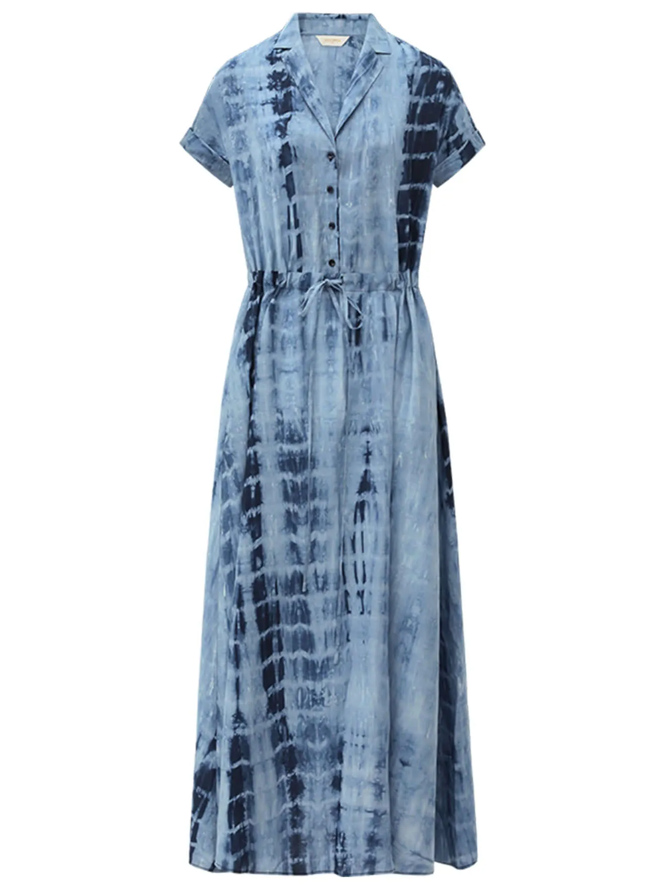 Summery Tie Dye Flowy Blue Shirt Dress