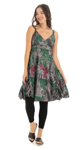 Swing Dress - grey tropical - cotton