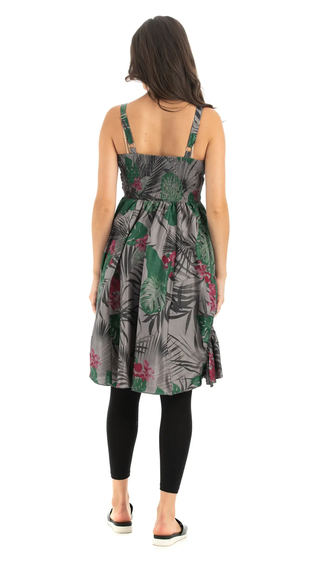 Swing Dress - grey tropical - cotton