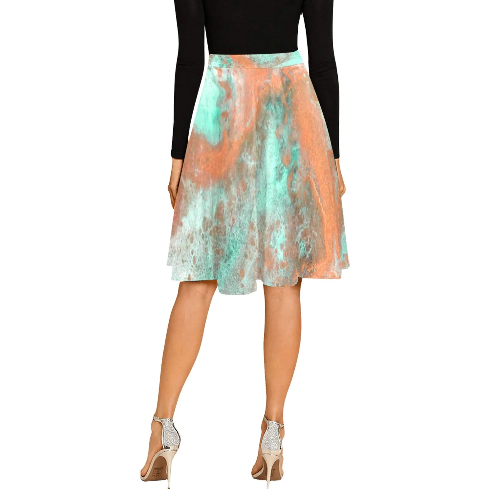 Teal Marble Midi Skirt