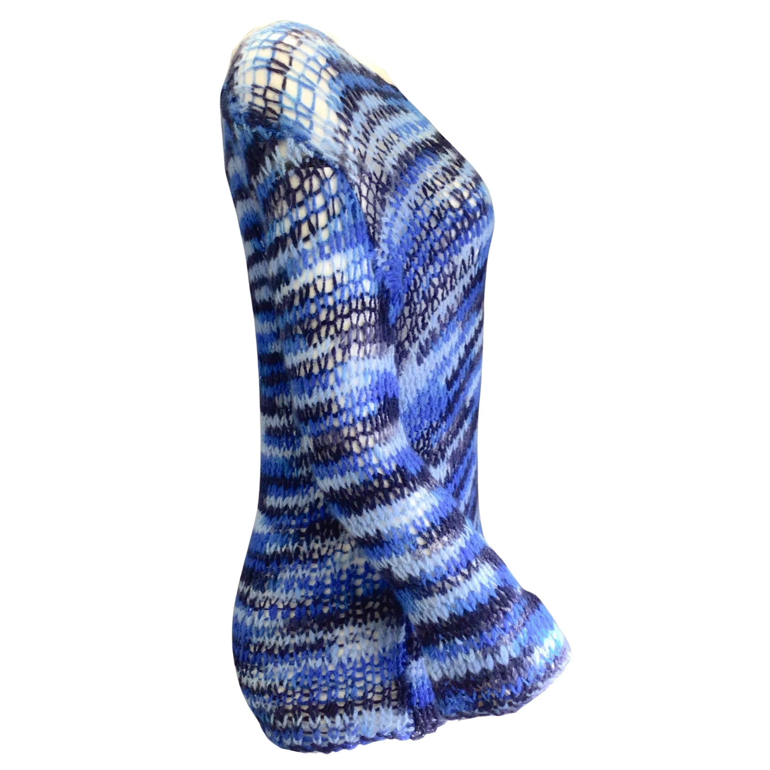 The Elder Statesman Blue Multi Cashmere Knit Holy Bell Sweater