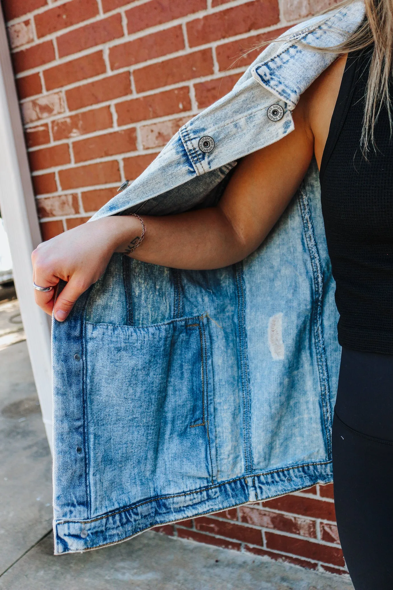 The Favorite Denim Light Wash Distressed Jacket