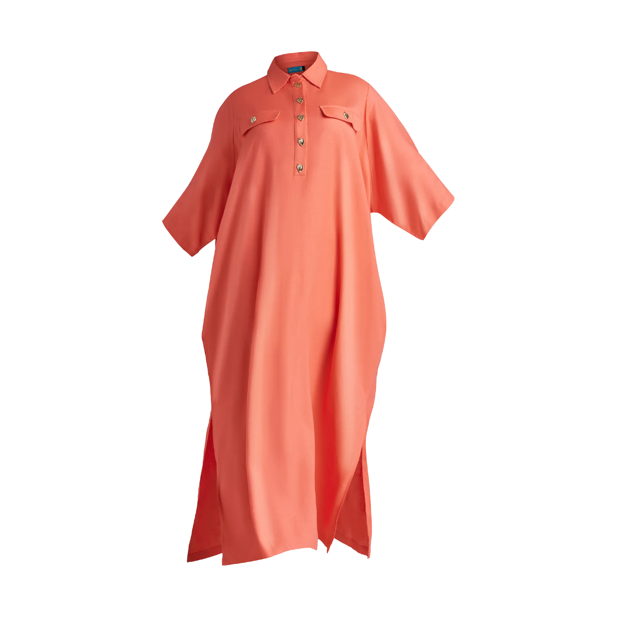 THE STROMBUS SHIRT DRESS-CORAL