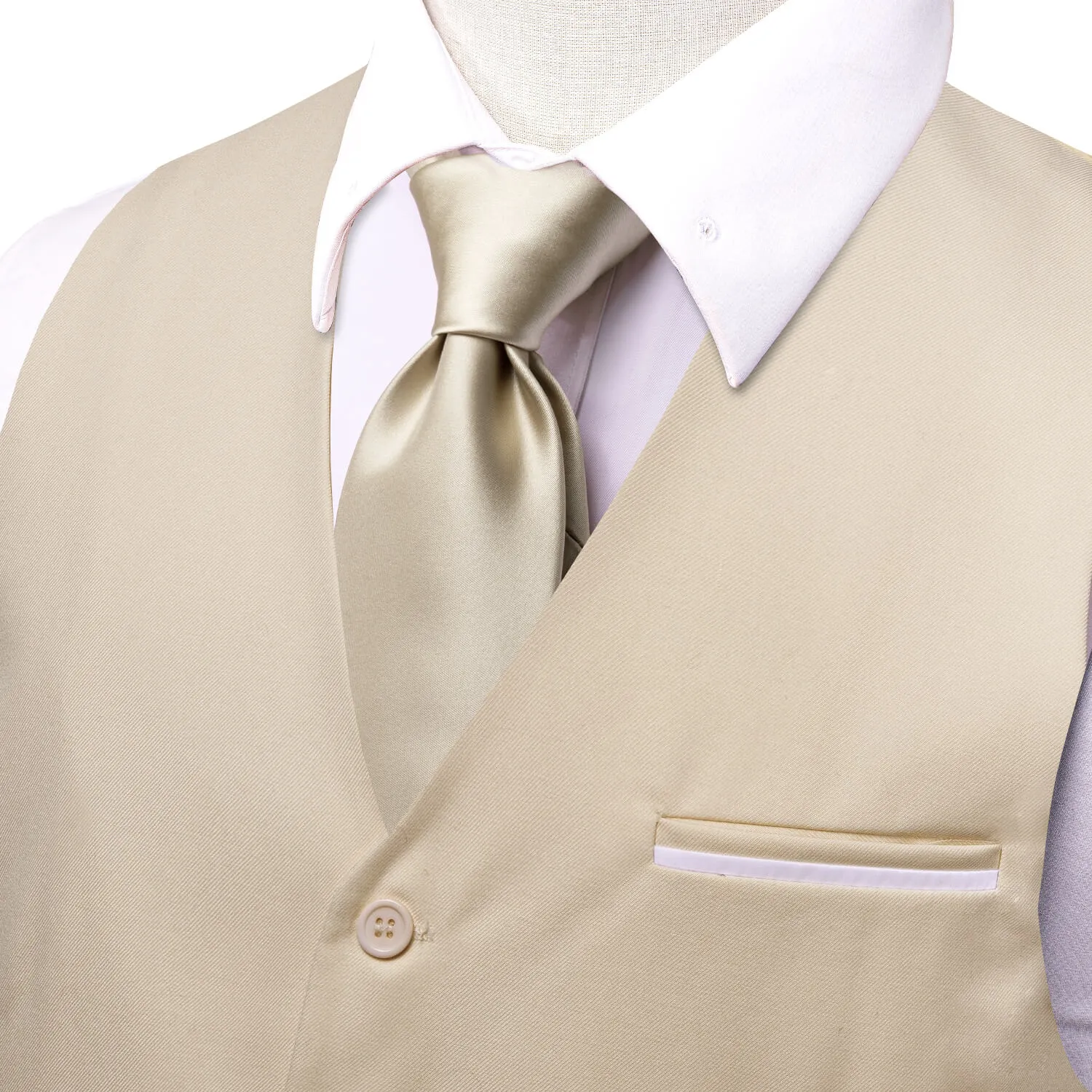 Ties2you Vest for Men Light Khaki Solid Silk Vest Business Suit