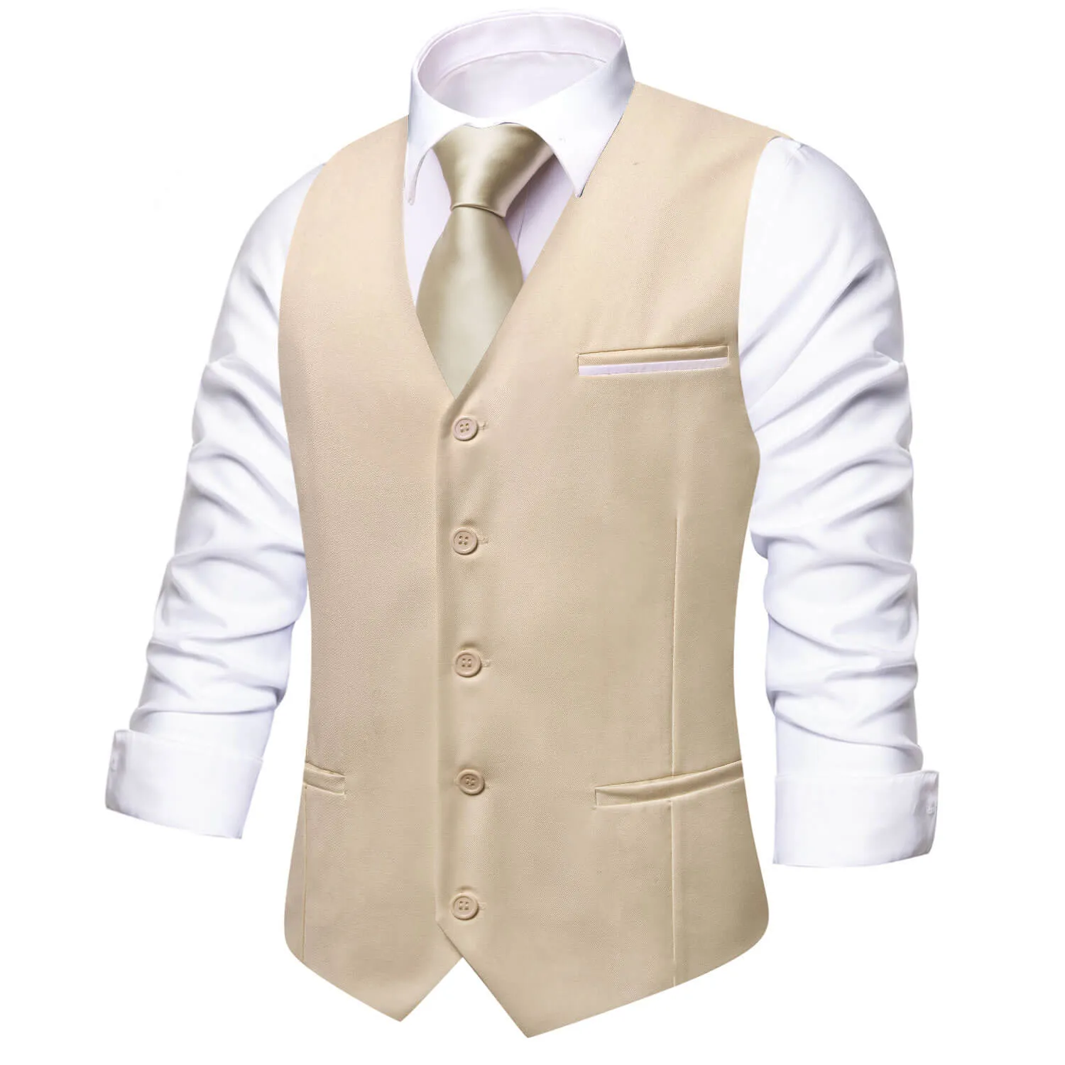 Ties2you Vest for Men Light Khaki Solid Silk Vest Business Suit