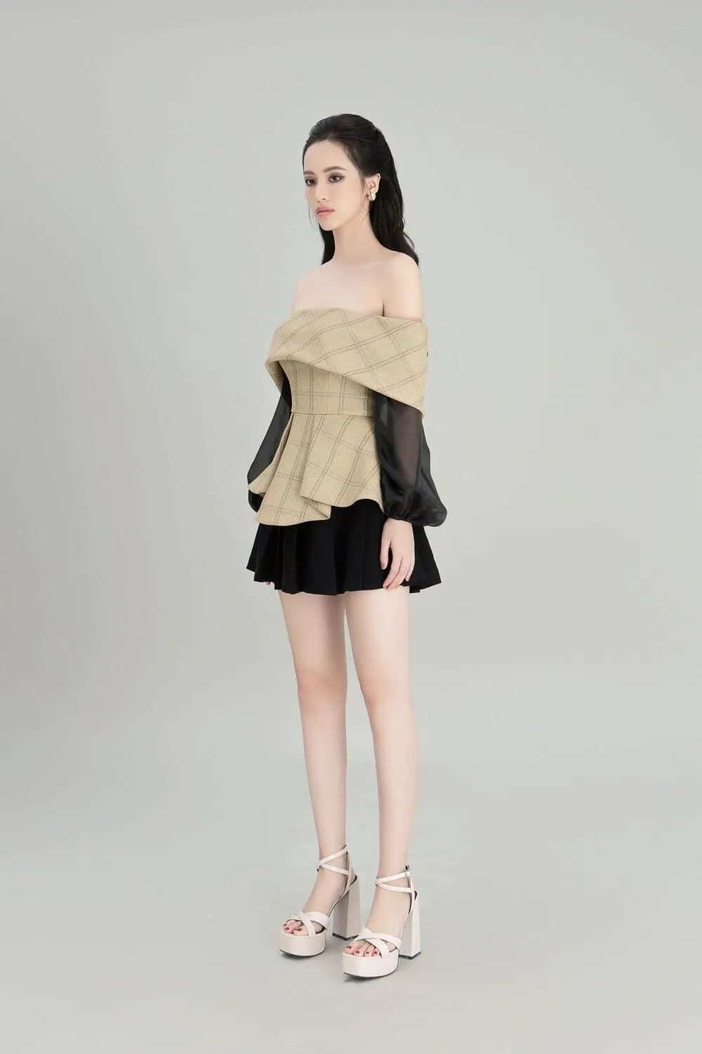 Tifi A-line Off-Shoulder Felt Mini Dress