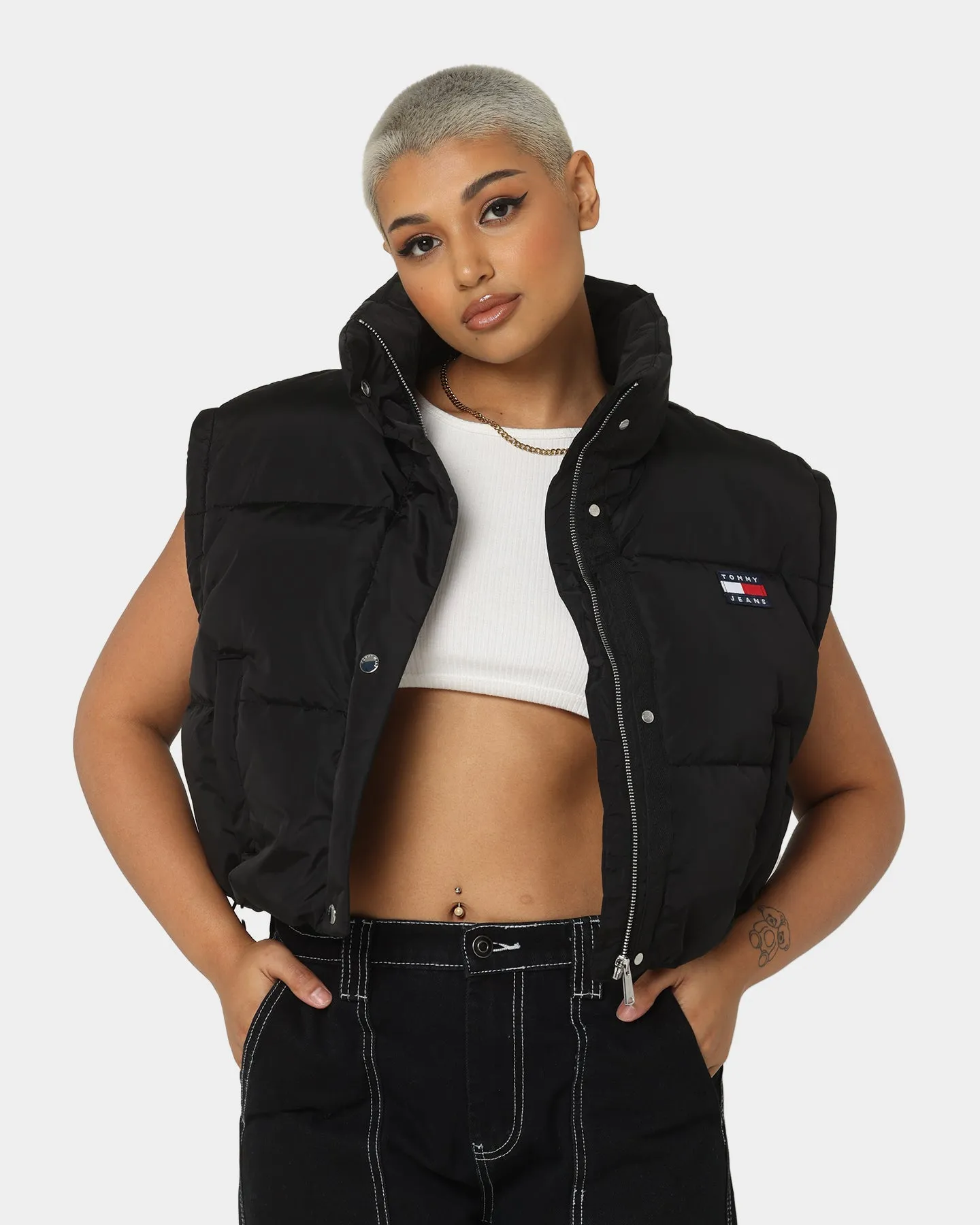 Tommy Jeans Women's TJW Crop Vest Puffer Jacket Black