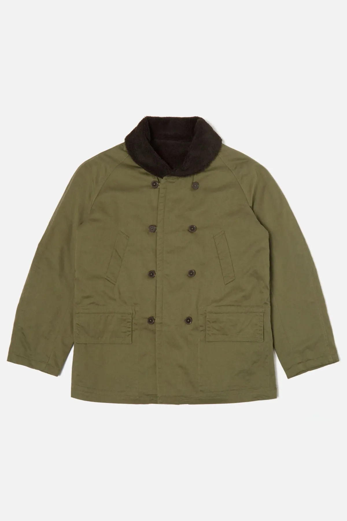 Universal Works - Reversible Mackinaw Jacket Light Olive Twill/Sherpa