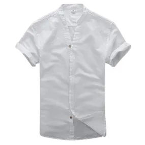 V Neck Dress Shirts for Men Linen Vintage Casual