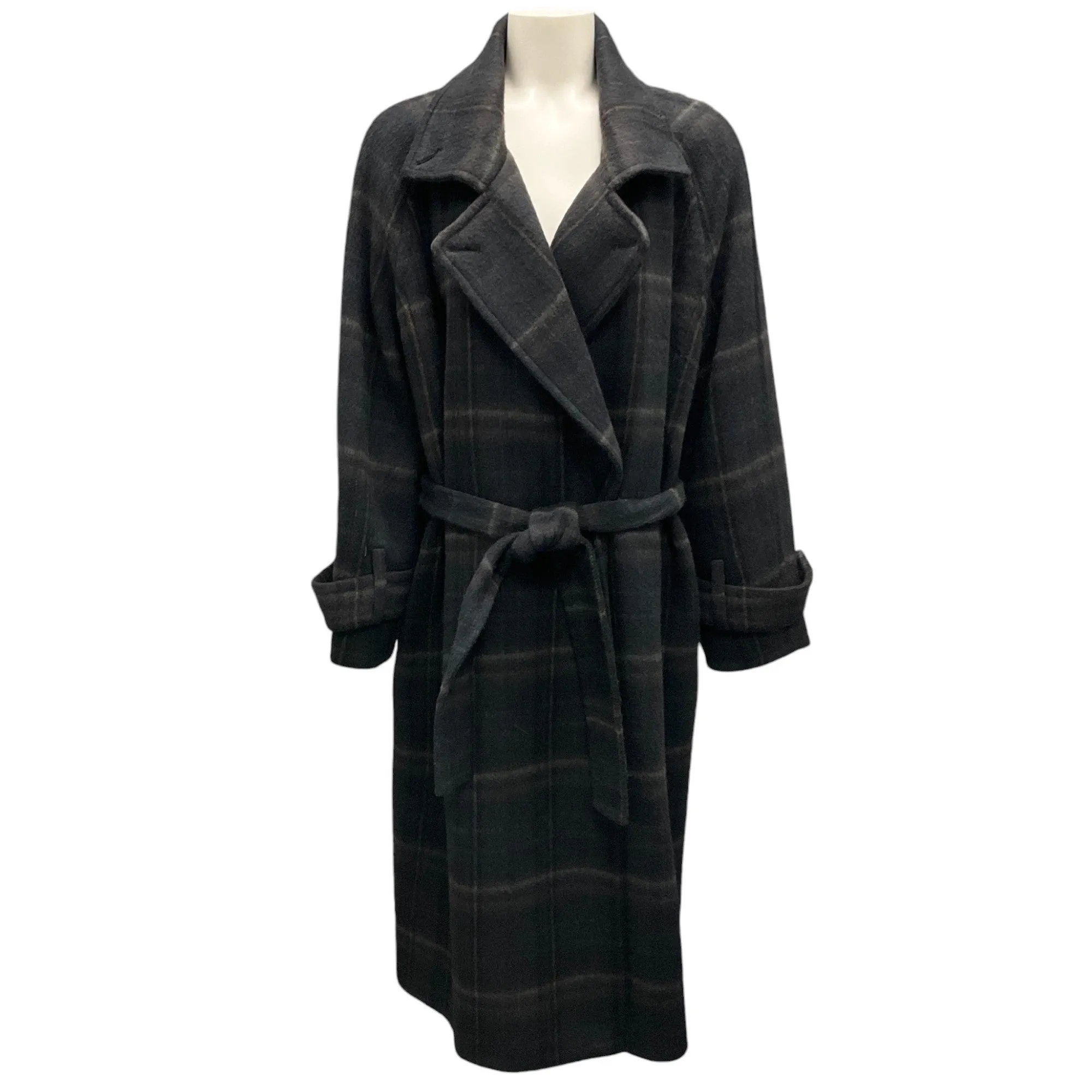 Vince Coastal / Sage Modern Plaid Wool Trench Coat