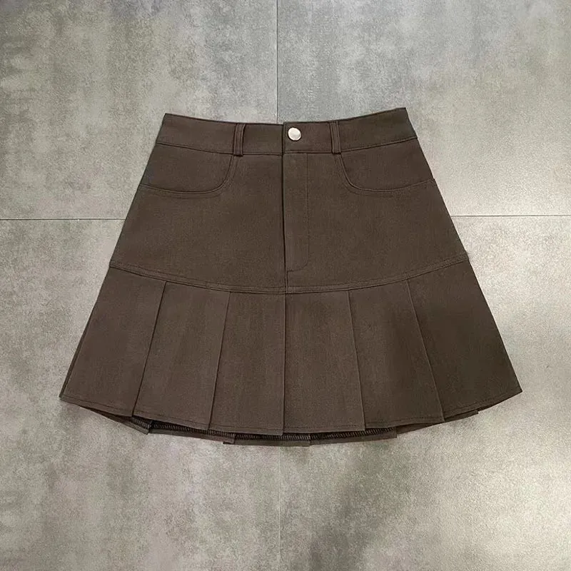 Vintage High Waist Pleated Skirt