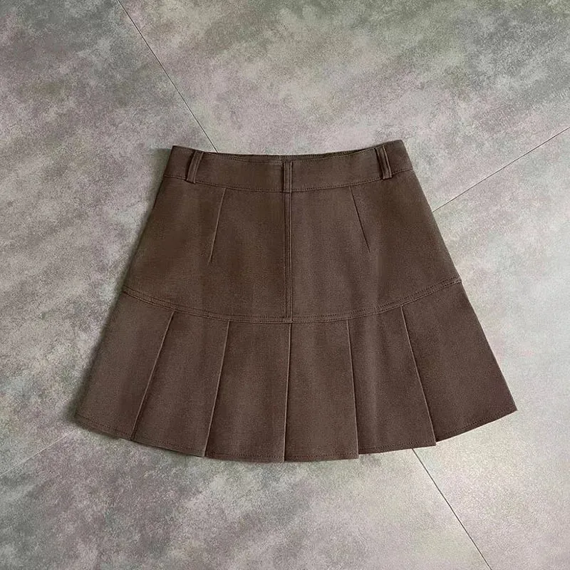 Vintage High Waist Pleated Skirt