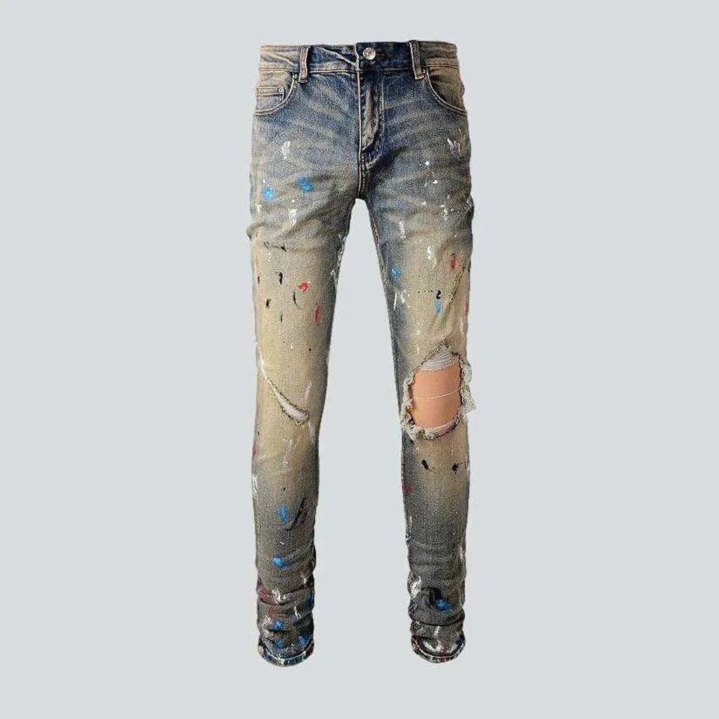 Vintage jeans with paint splatters