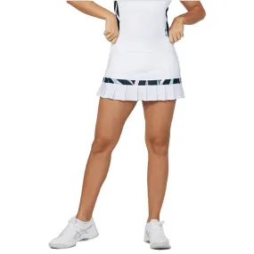 Womens 12 Inch Dot Mesh Tennis Skort with Shorts White and Island Palm