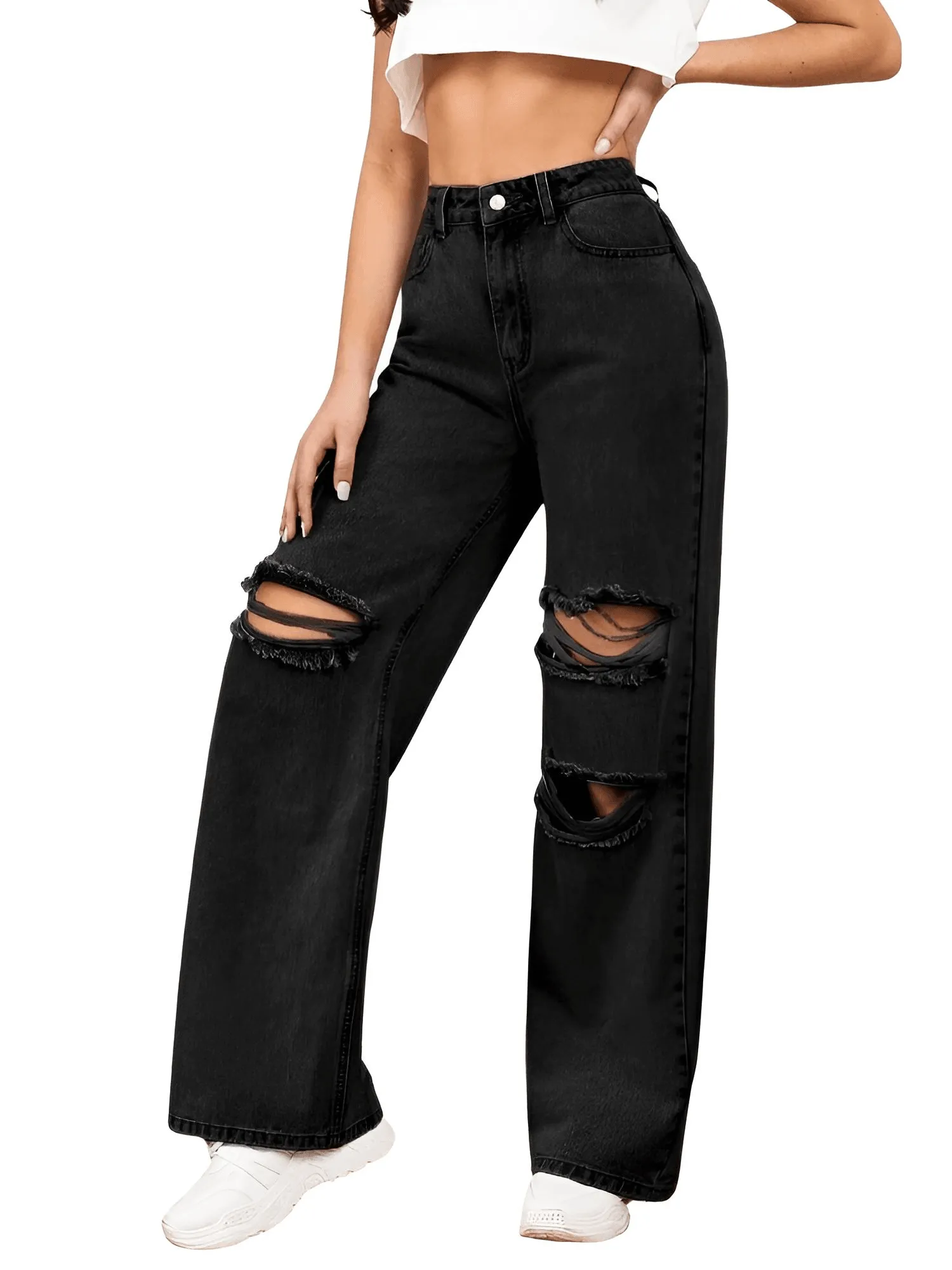 Women's Baggy Ripped Boyfriend Jeans