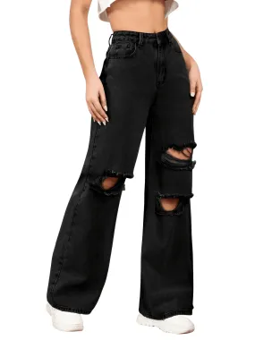 Women's Baggy Ripped Boyfriend Jeans