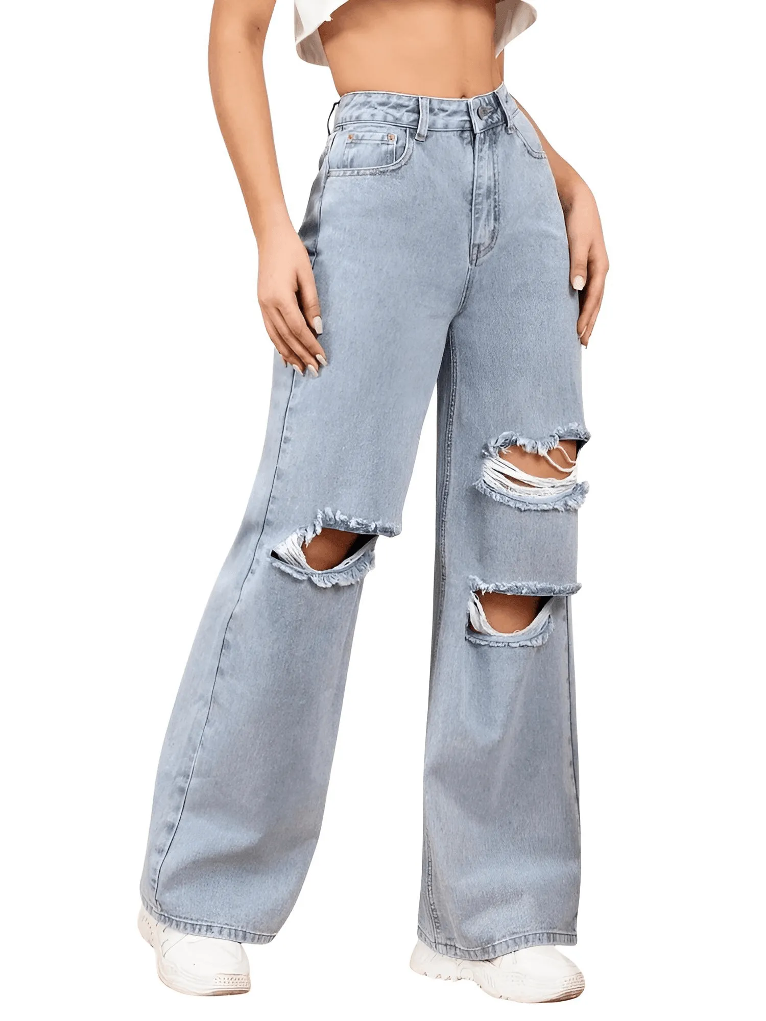 Women's Baggy Ripped Boyfriend Jeans