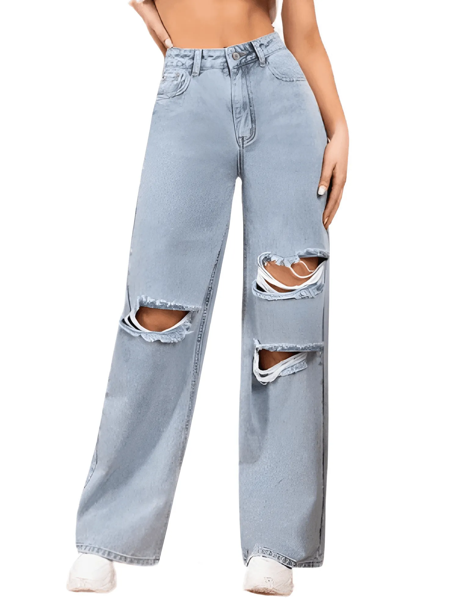 Women's Baggy Ripped Boyfriend Jeans