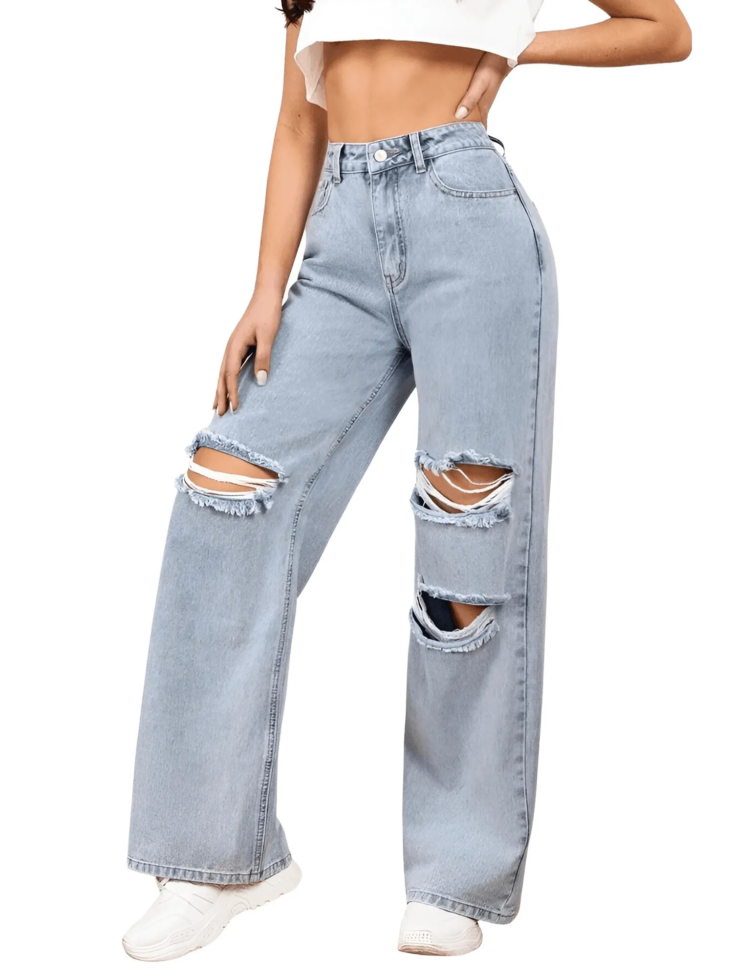 Women's Baggy Ripped Boyfriend Jeans