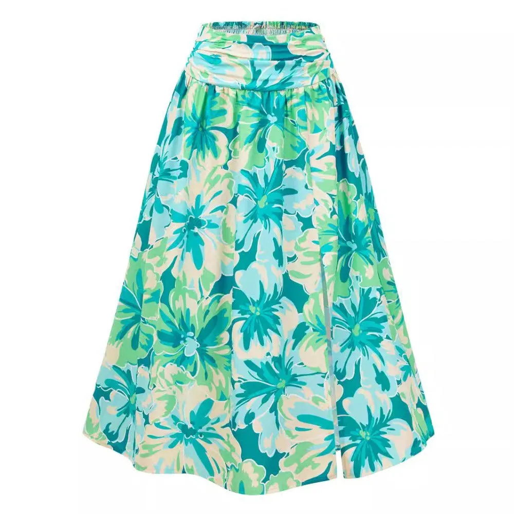 Womens Flowy Casual Summer Floral Skirt